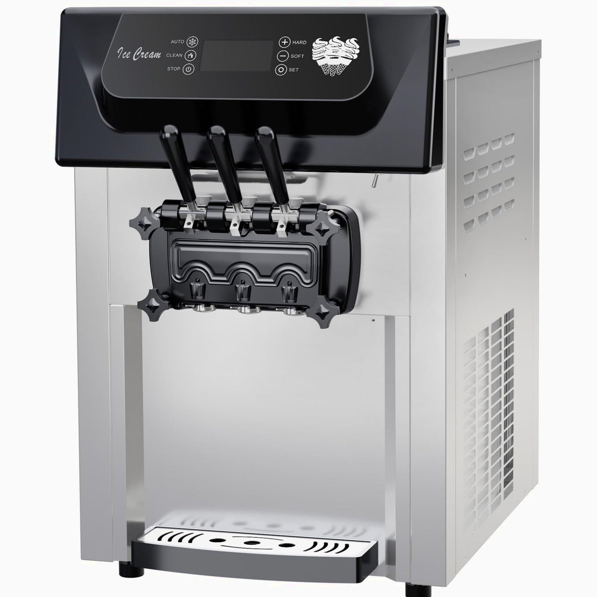2200W Commercial Ice Cream Machine, 3 Flavor Soft Serve Ice Cream Machine, 5.3-7.4 Gal/Hr, with LCD Touch Screen, Automatic Cleaning, High Productivity for Home Snack Bar &amp; Restaurants