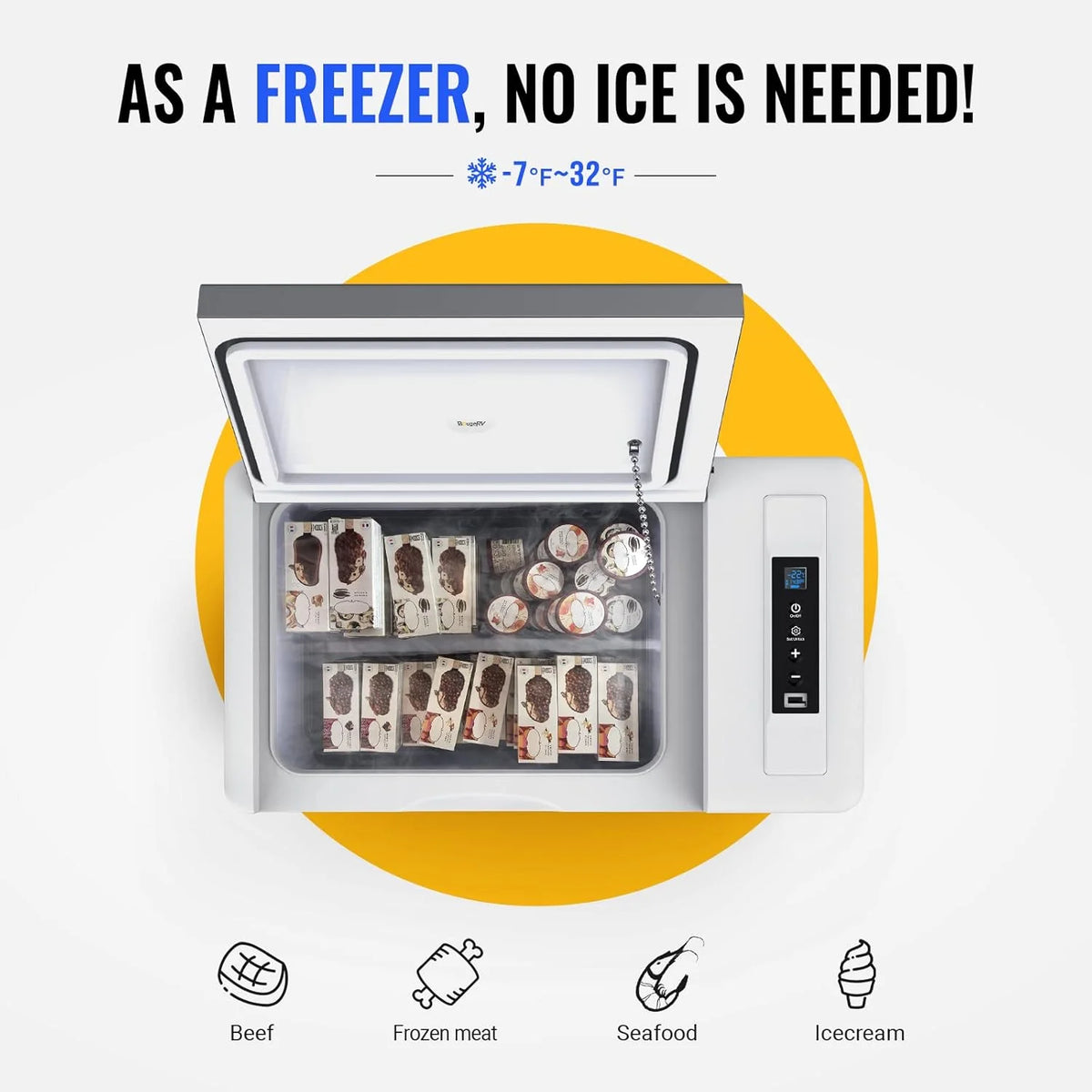 BougeRV 23 Quart Portable Car Refrigerator Freezer, Grey, 12/24V DC - CR22