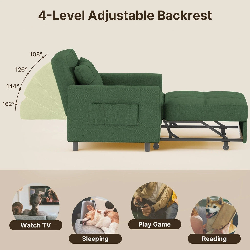 3-in-1 Adjustable Pull-Out Sleeper Sofa Bed With 330 Pounds Capacity