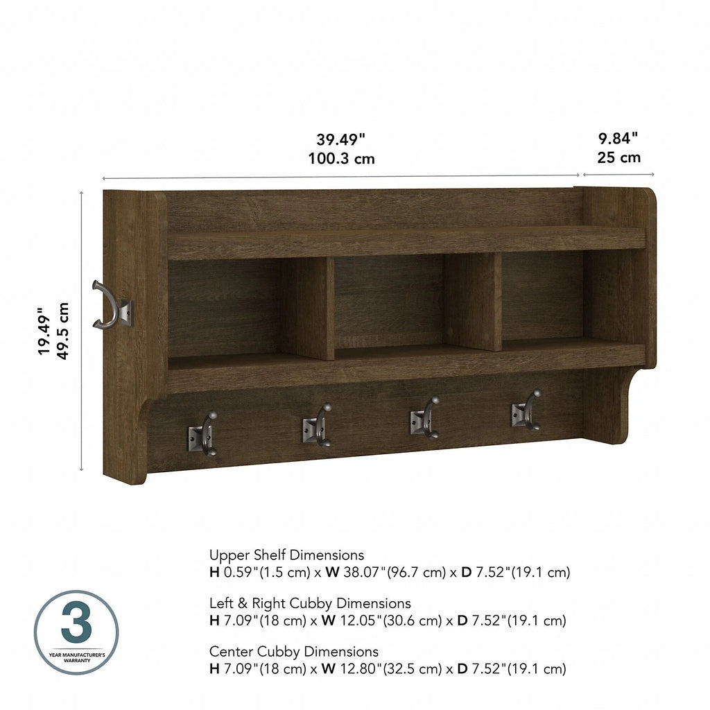 40 Inch Wall Mounted Coat Rack With Shelf and Cubbies