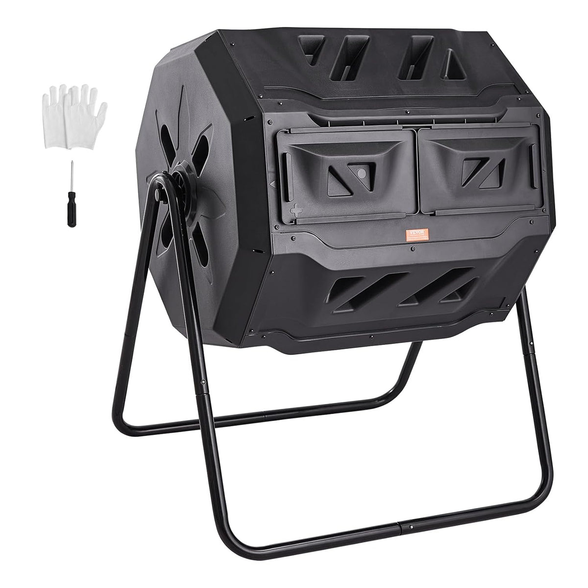 VEVOR Dual Chamber Composting Tumbler, 43 Gallons, PP and Q235B - XDB-436B2