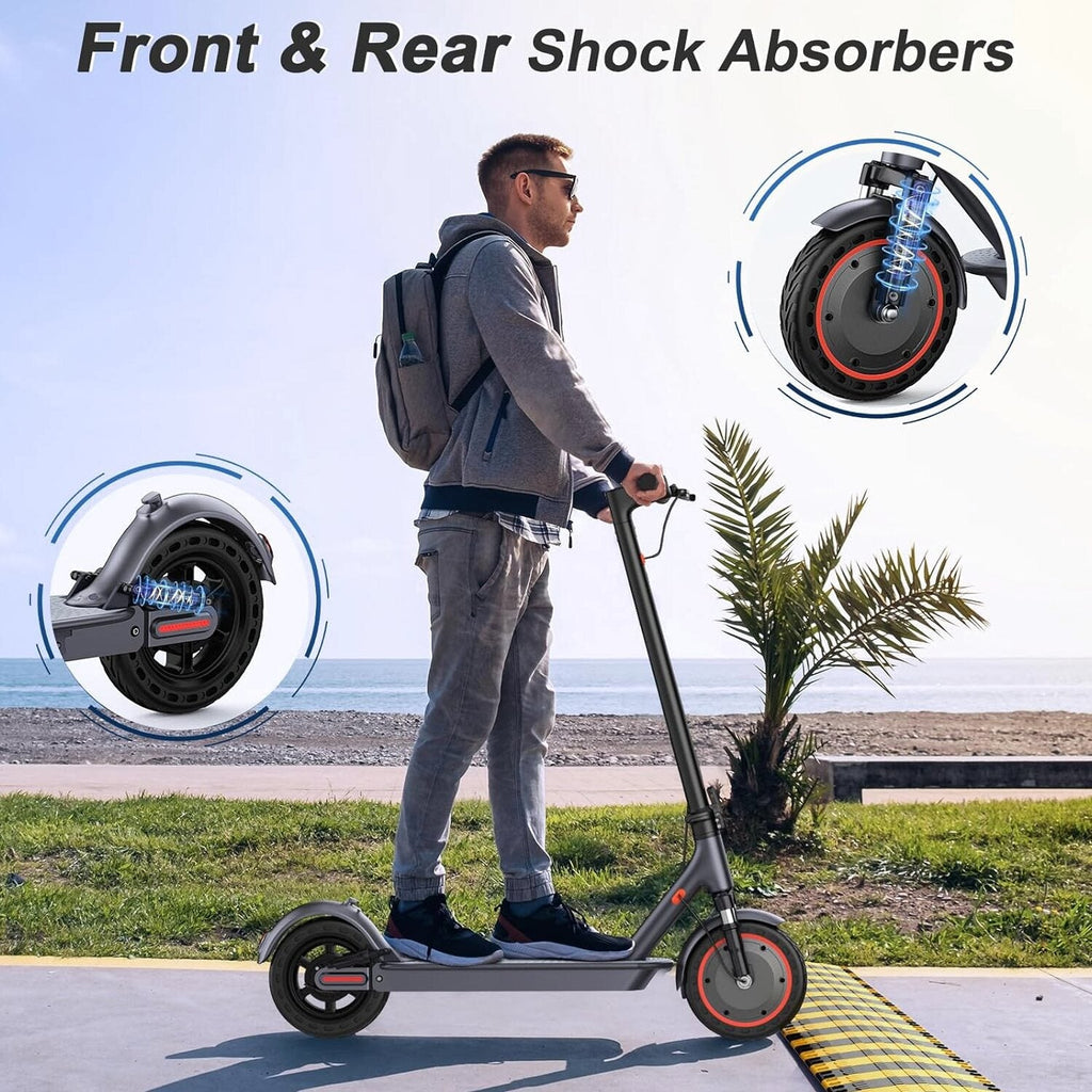Electric Scooter, 350W/500W Powerful Motor, 8.5"/10" Solid Tires, 19/22Mph, 28/21/12 Miles Range,Dual Braking