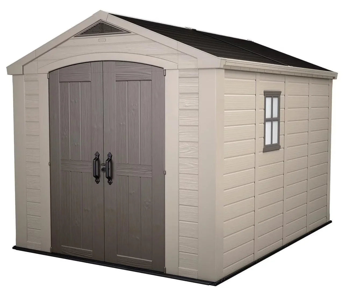 Keter Resin Outdoor Storage Shed, 8 x 11 Foot, 550 Cu. Ft., Taupe