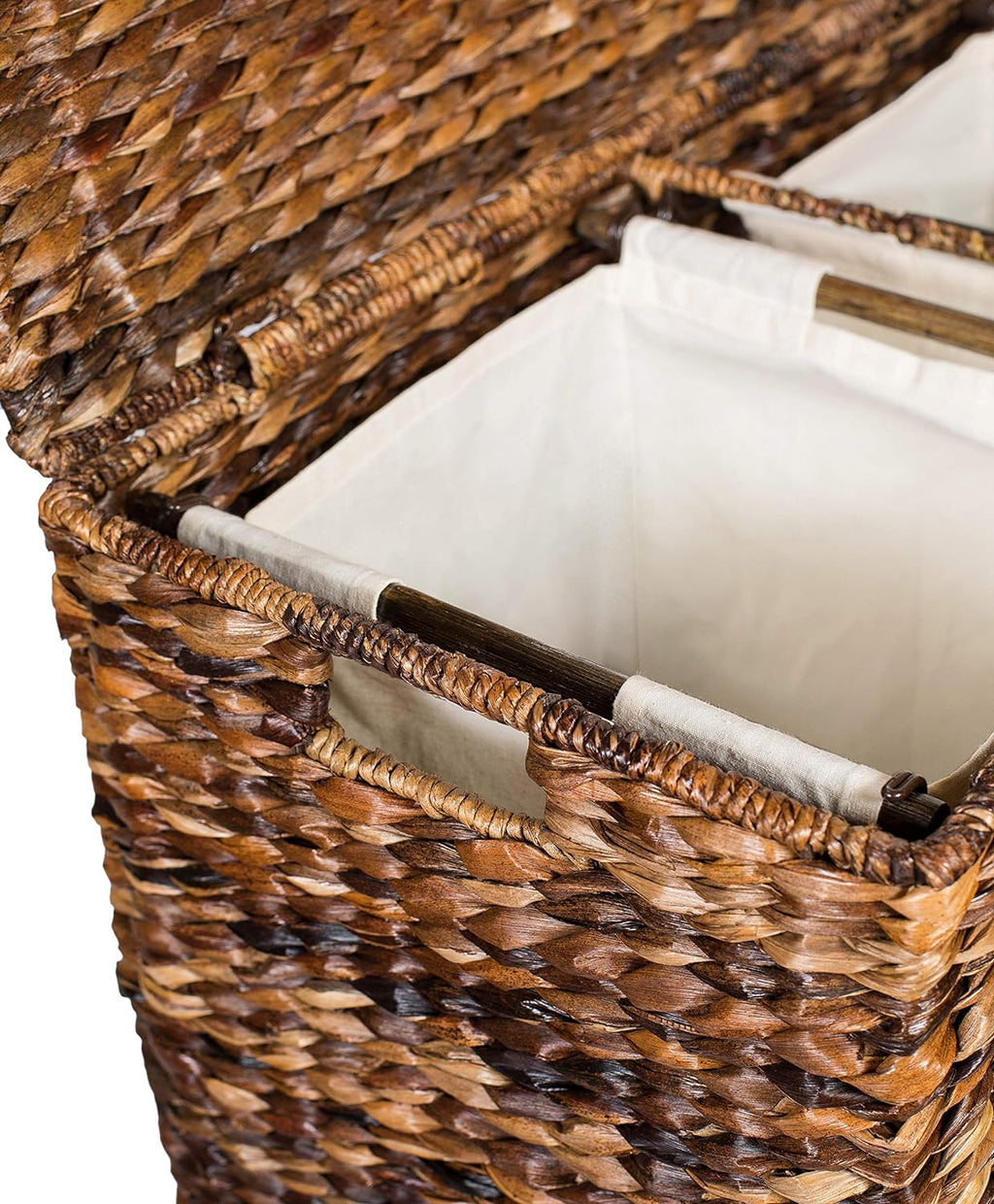Sofia + Sam Oversized Divided Seagrass Hamper With 2 Canvas Liners, 28 x 14 x 27 Inches - 4602