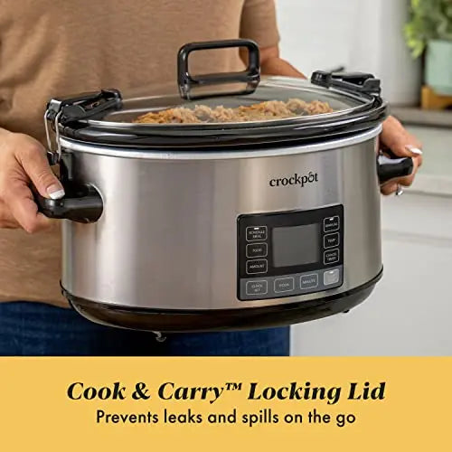 Crock-Pot 7 Quart Portable Programmable Slow Cooker With Timer And Locking Lid