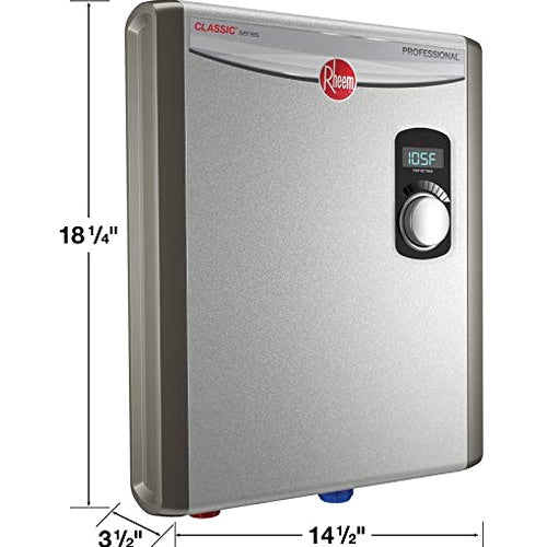Rheem 18kW 240V Tankless Electric Water Heater, Energy Efficient, Compact, Gray