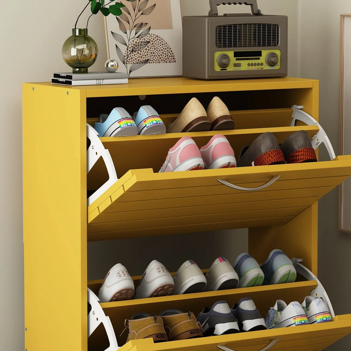 Modern Flip-Down Shoe Storage Cabinet