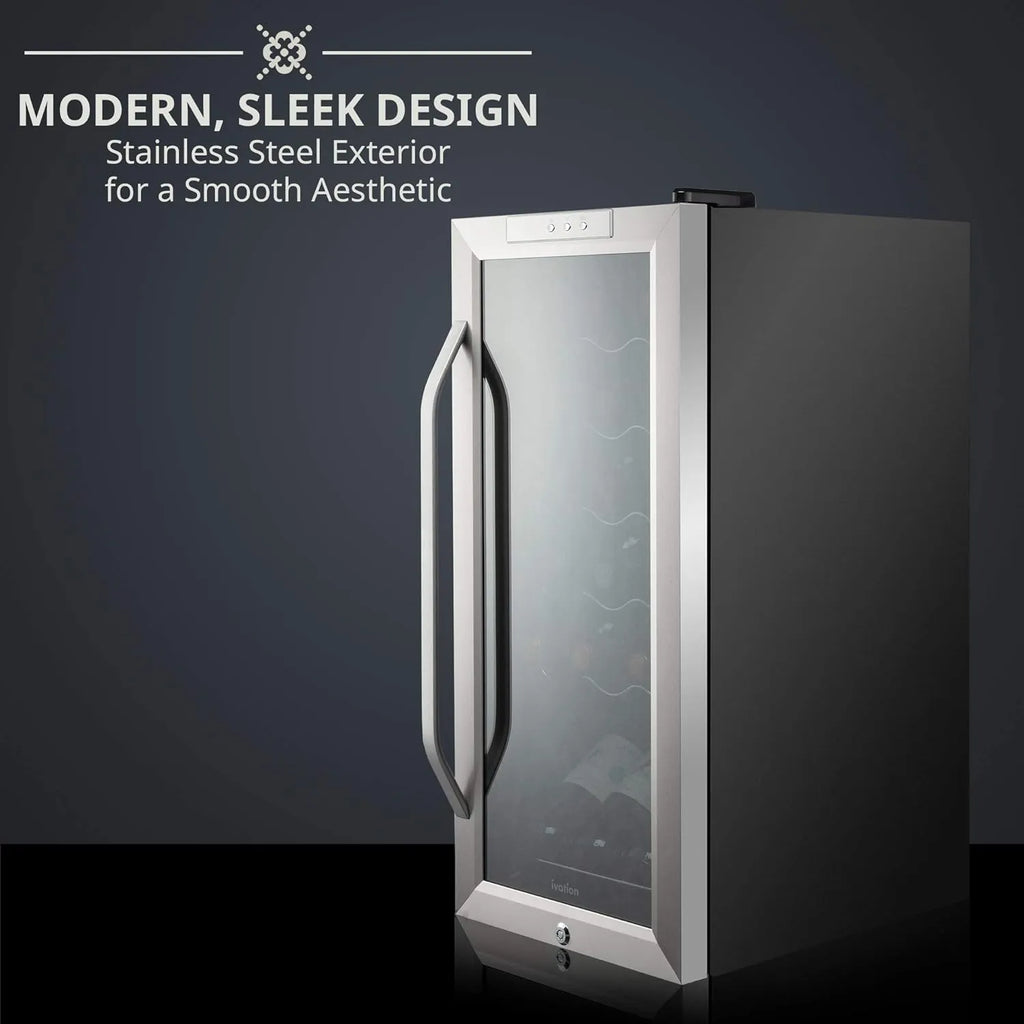 18 Bottle Compressor Wine Cooler Refrigerator With Lock, 41F-64F Digital Temperature Control