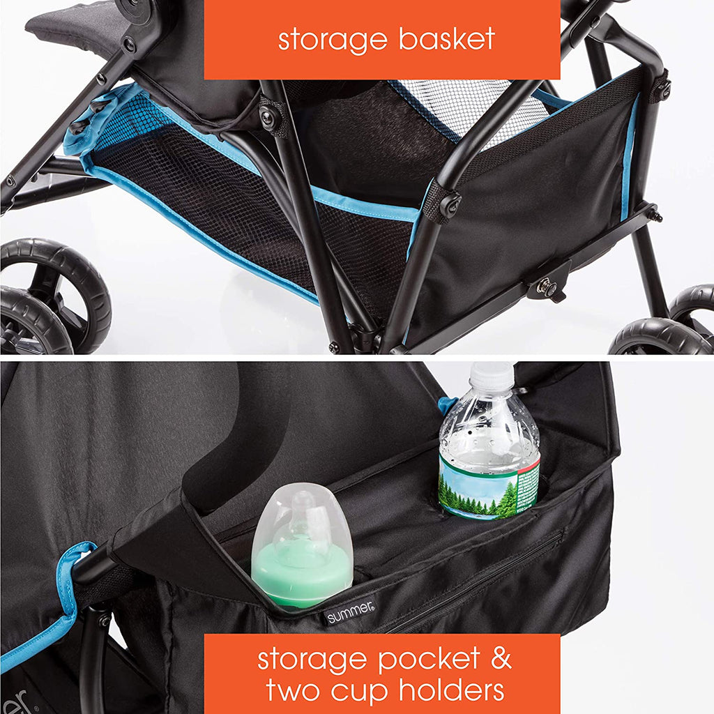 Convenience Lightweight Infant Stroller, Blue/Black - Compact Fold