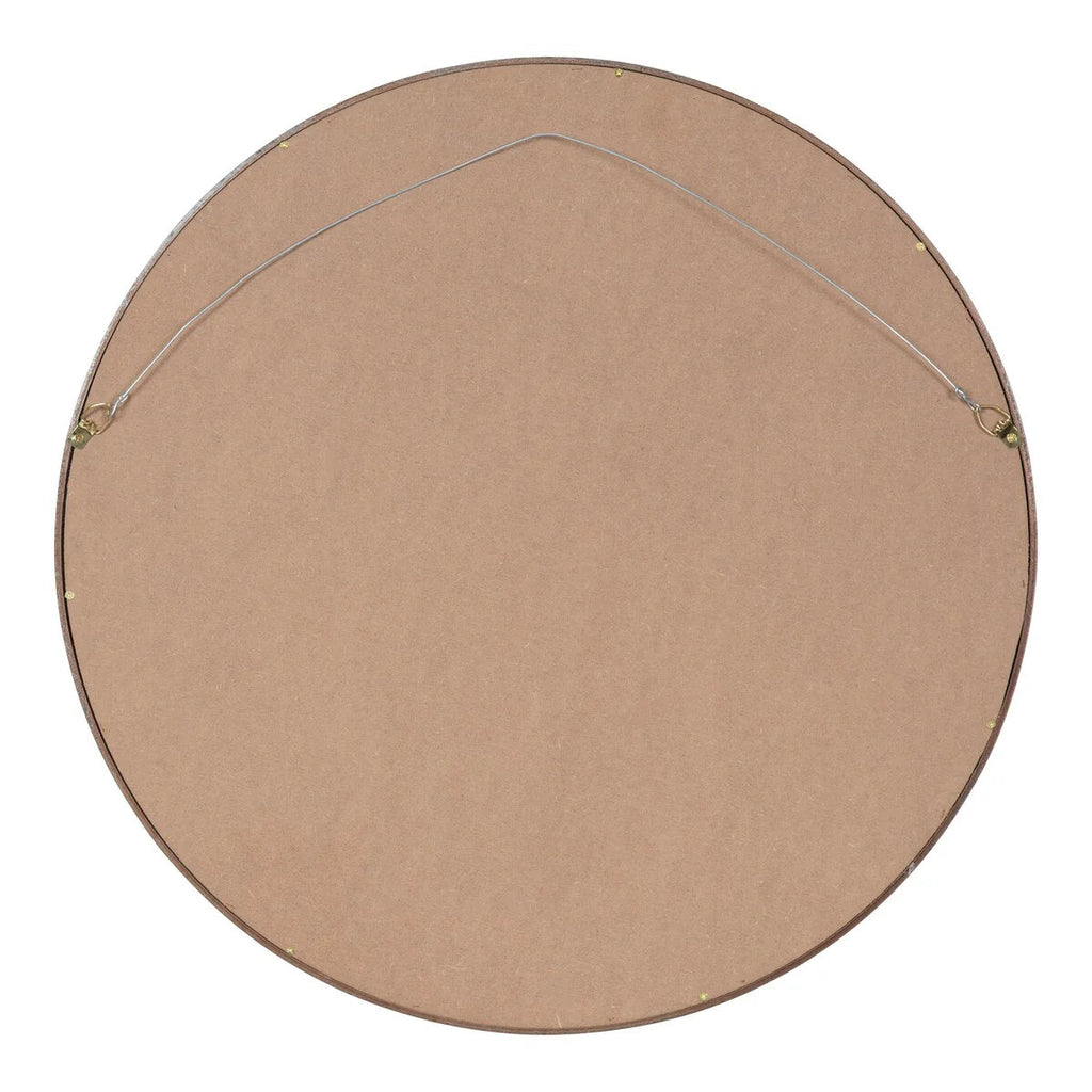 Round Wood Accent Wall Mirror With Modern Decorative Wooden Frame