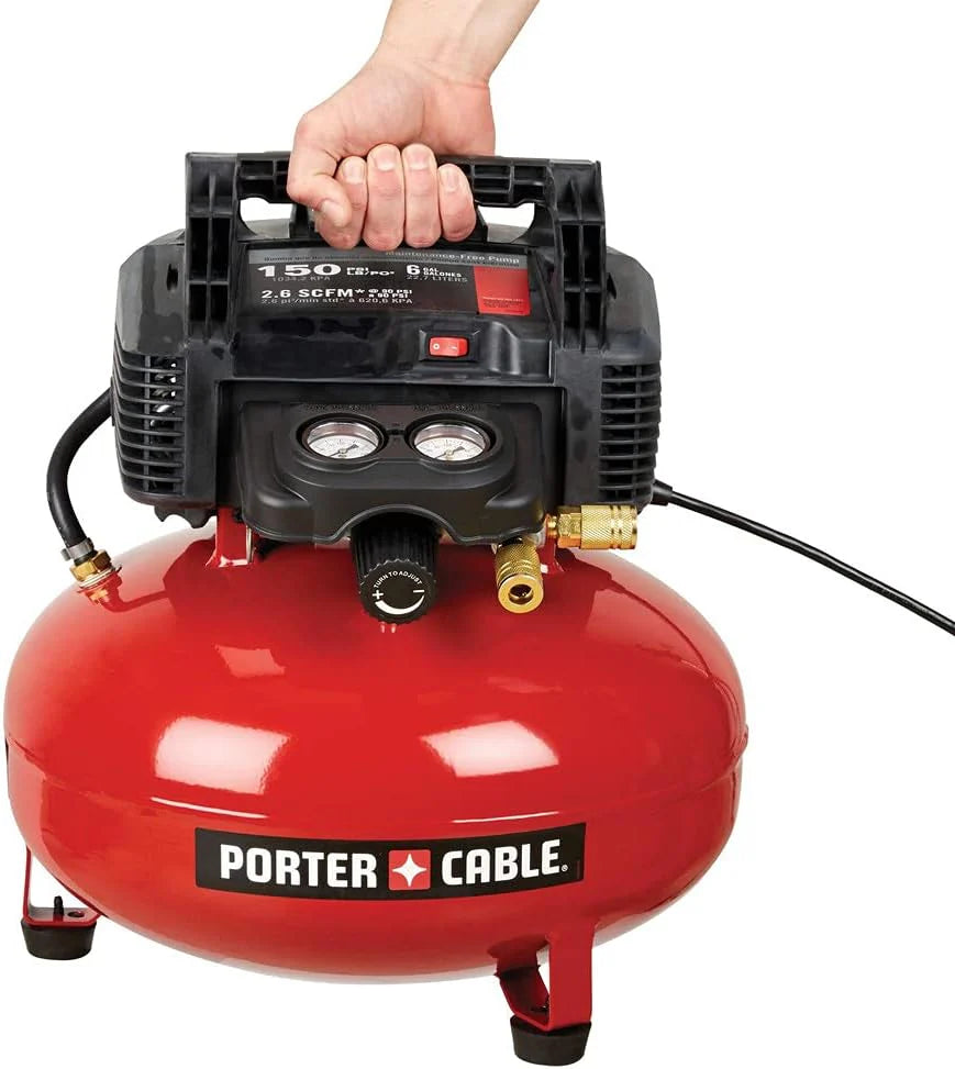 6 Gallon Oil-Free Pancake Air Compressor, 150 PSI, 2.6 SCFM at 90 PSI