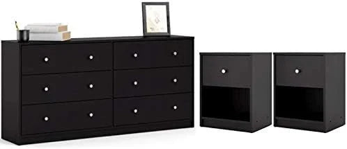 Home Square 3 Piece Bedroom Set With 6-Drawer Double Dresser