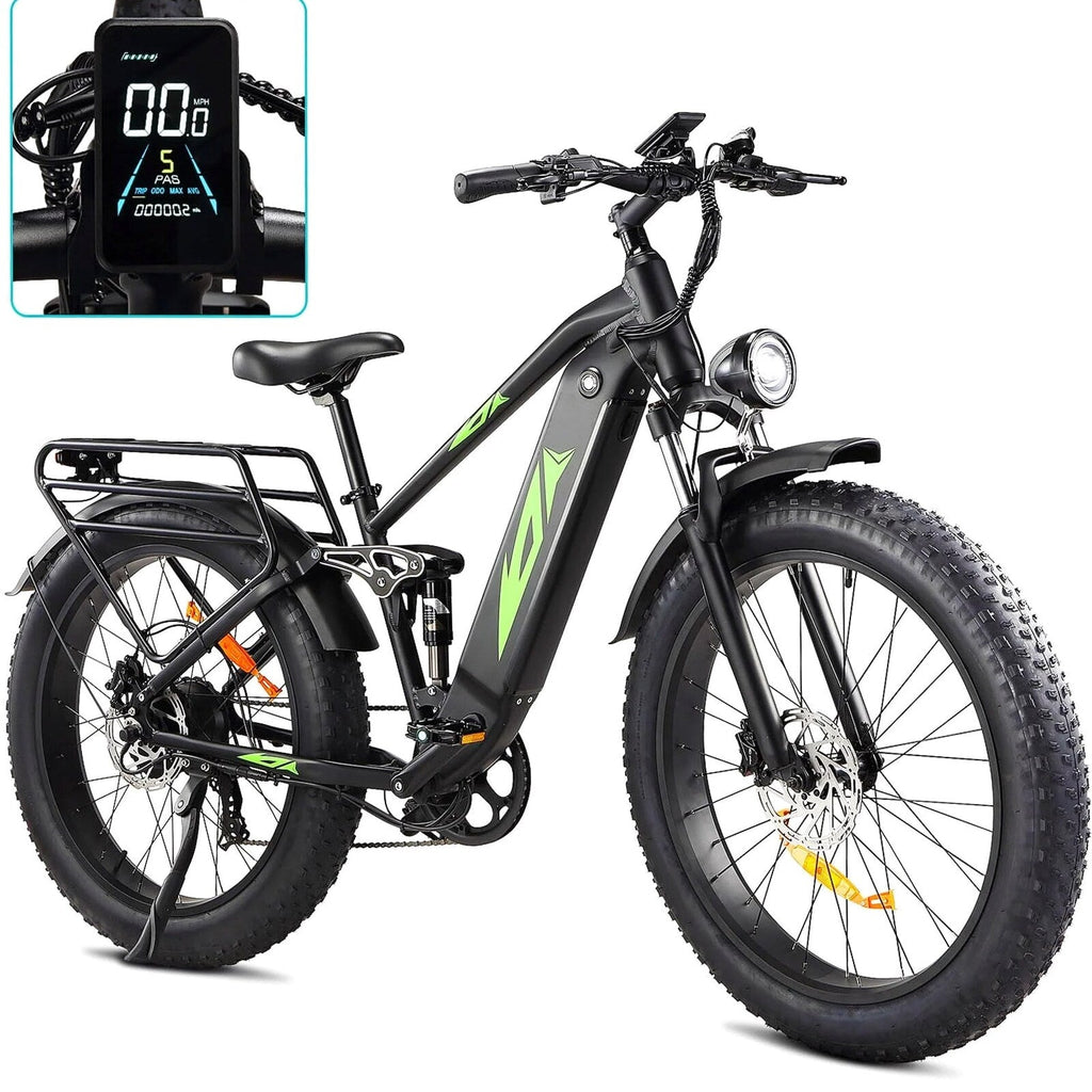 Electric Bike for Adults 1000W, 48V 17.5AH Battery Adult Electric Bicycles, 26 Fat Tire Full Suspension Ebike, 28MPH Mountain Beach E Bike, 7 Speed, 60Miles Range, UL Certified