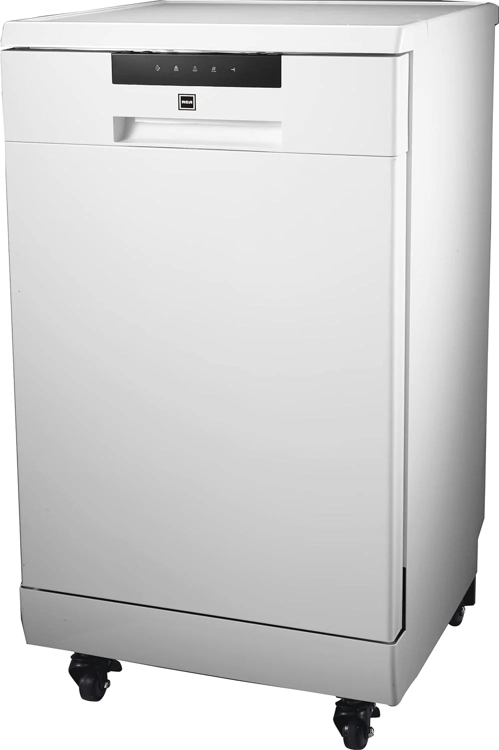 RCA Portable Dishwasher, 18in Wide, 8 Place Settings, White - RDW1809-WHITE