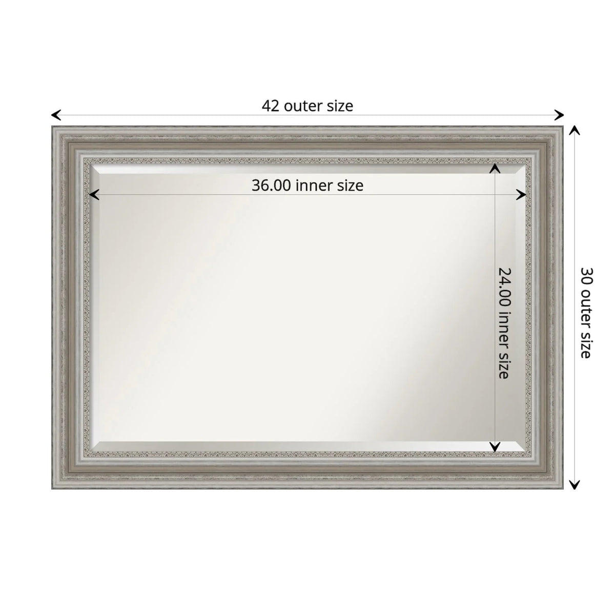 Silver Beveled Decorative Bathroom Wall Mirror - 3-Inch Wide Frame