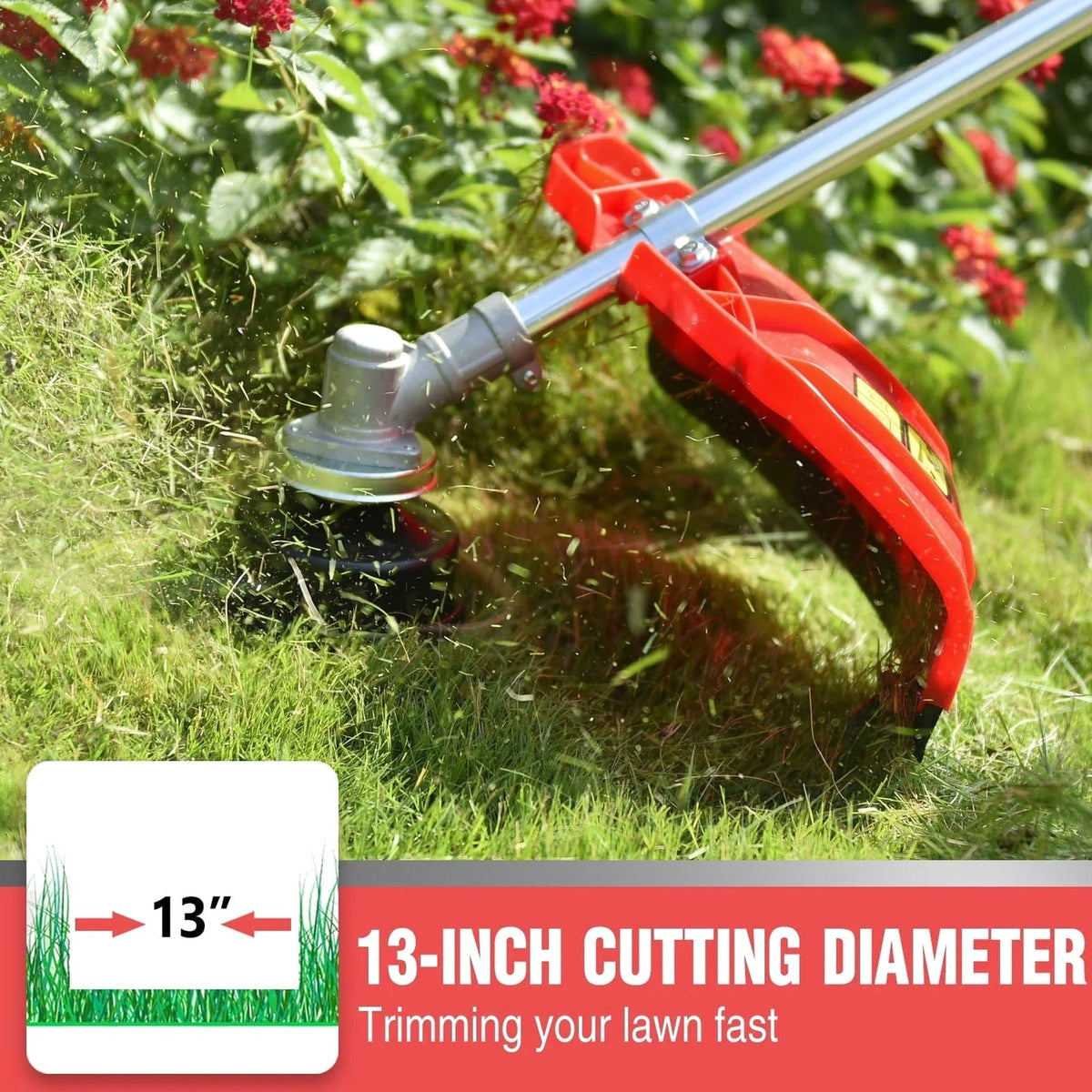 PowerSmart 4-Cycle 31cc 15lb Straight Shaft Gas String Trimmer Weed wacker and Brush Cutter for Lawns and Grass