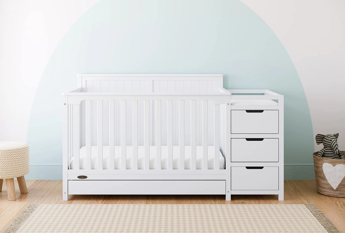 Graco Hadley 5-in-1 Convertible Crib And Changer With Drawer, White - 04586-701