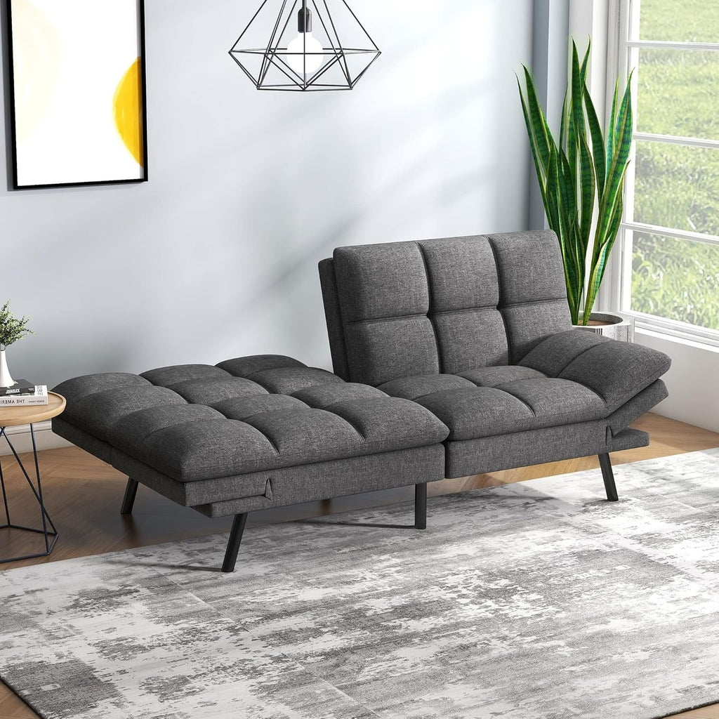Convertible Futon Sofa Bed With Memory Foam, 71in