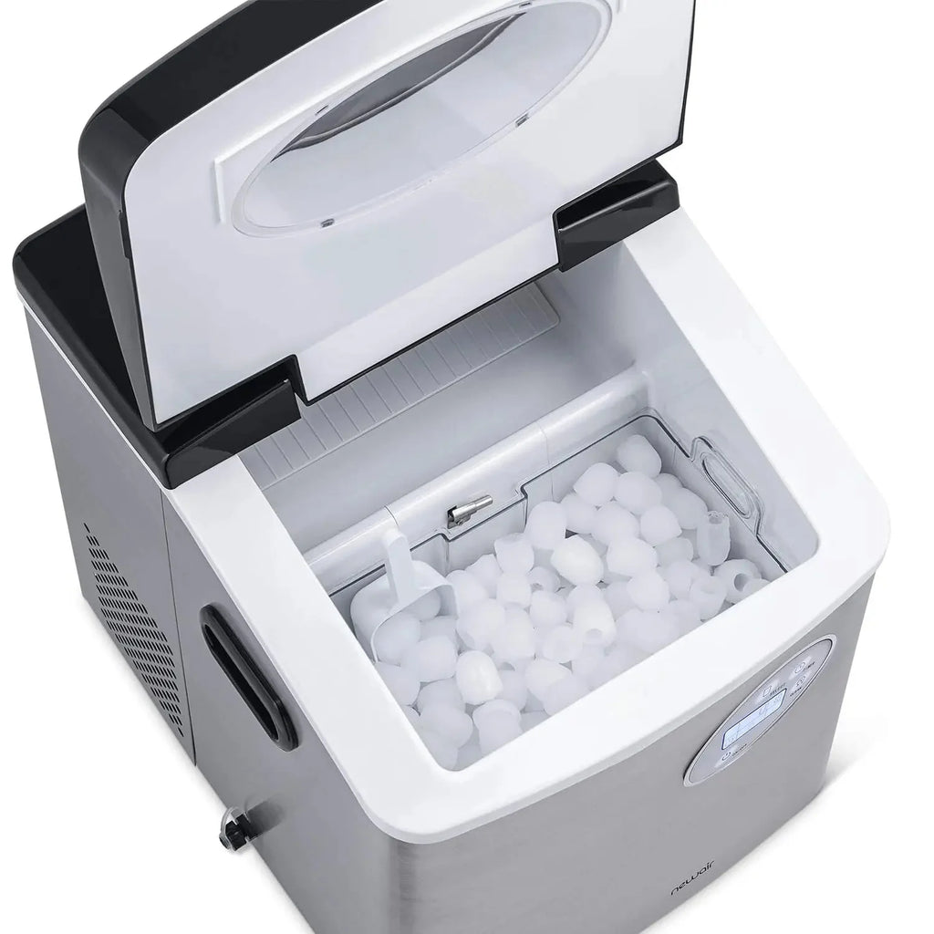 Newair Portable Countertop Ice Maker, 50 lb Daily, 12 Cubes in Under 7 Minutes, 3 Ice Sizes, Stainless Steel