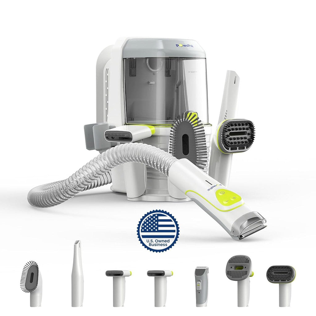Professional Pet Grooming Vacuum Kit, Dogs &amp; Cats, Direct Handheld Control, 7 Grooming Tools, 6 Suction Levels, Large 2.2L Dust Bin, UL, HEPA Filter