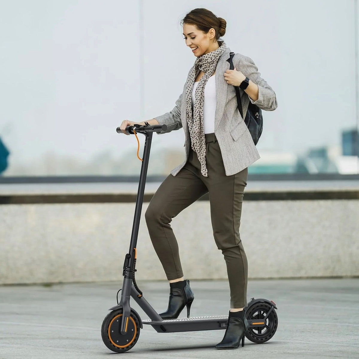 Electric Scooter, 350W/500W Powerful Motor, 8.5"/10" Solid Tires, 19/22Mph, 28/21/12 Miles Range,Dual Braking