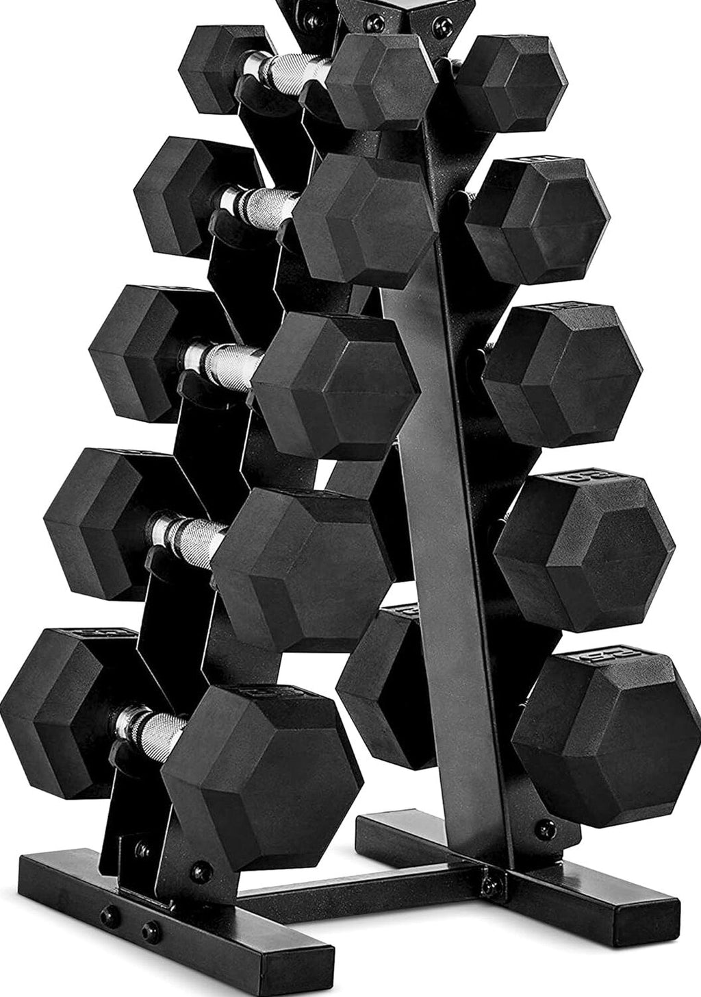 CAP Barbell 150 LB Coated Hex Dumbbell Weight Set with Vertical Rack, Black