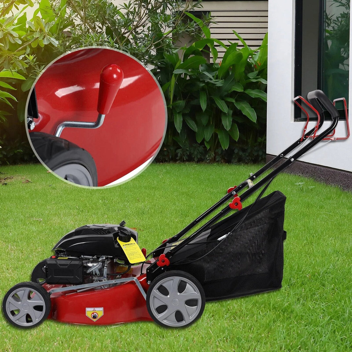 Lawn Mower, Self Propelled Lawn Mower, 141cc Gas Engine Lawn Mower, Push Lawn Mower with 50L Grass Tank, Big Wheels