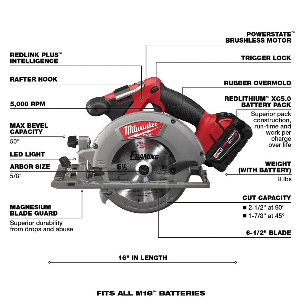 FUEL Lithium-Ion Brushless Cordless 7 Tool Combo Kit 5.0 Ah 18V M18