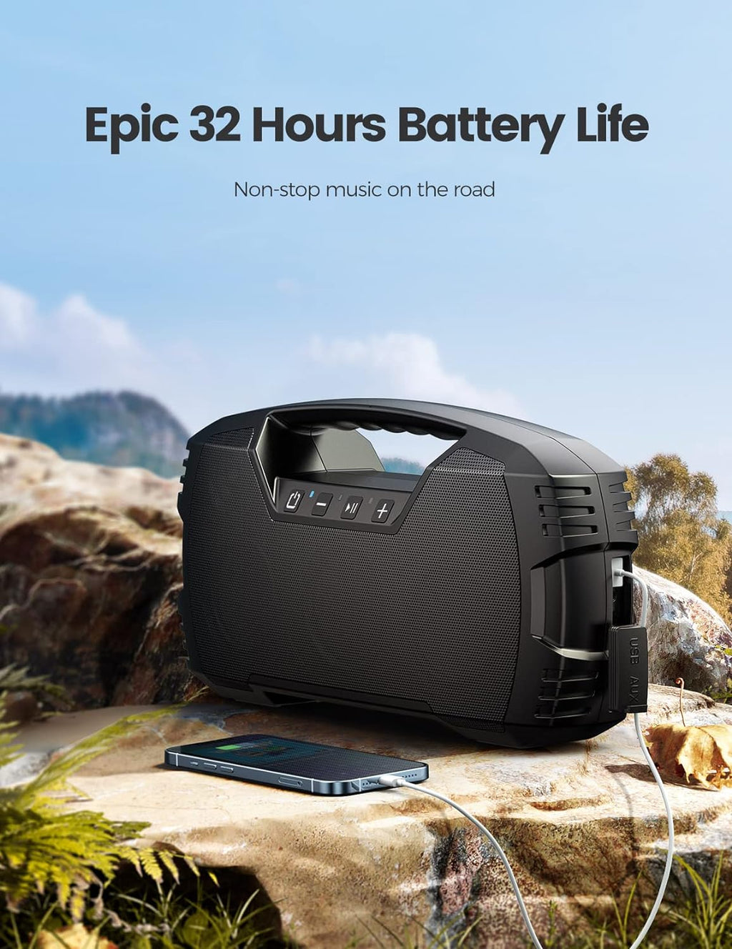 Portable Bluetooth Speaker 40W, IPX7 Waterproof