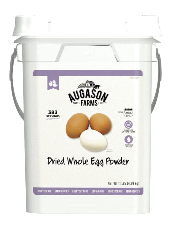 Augason Farms Dried Whole Egg Powder Emergency Food Supply 11 Pound 4-Gallon Pail 383 Servings