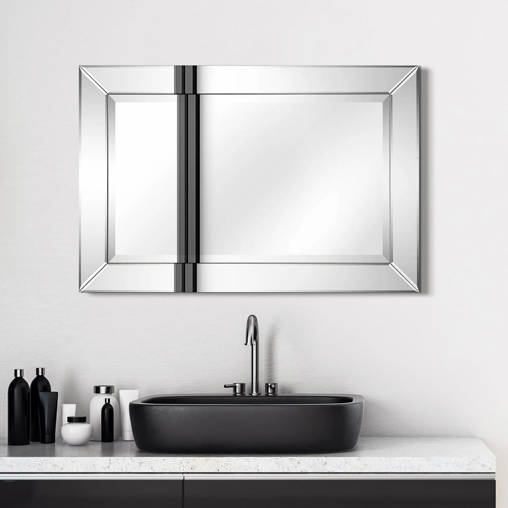 Rectangular Clear Beveled Wall Mirror - 3 Sizes