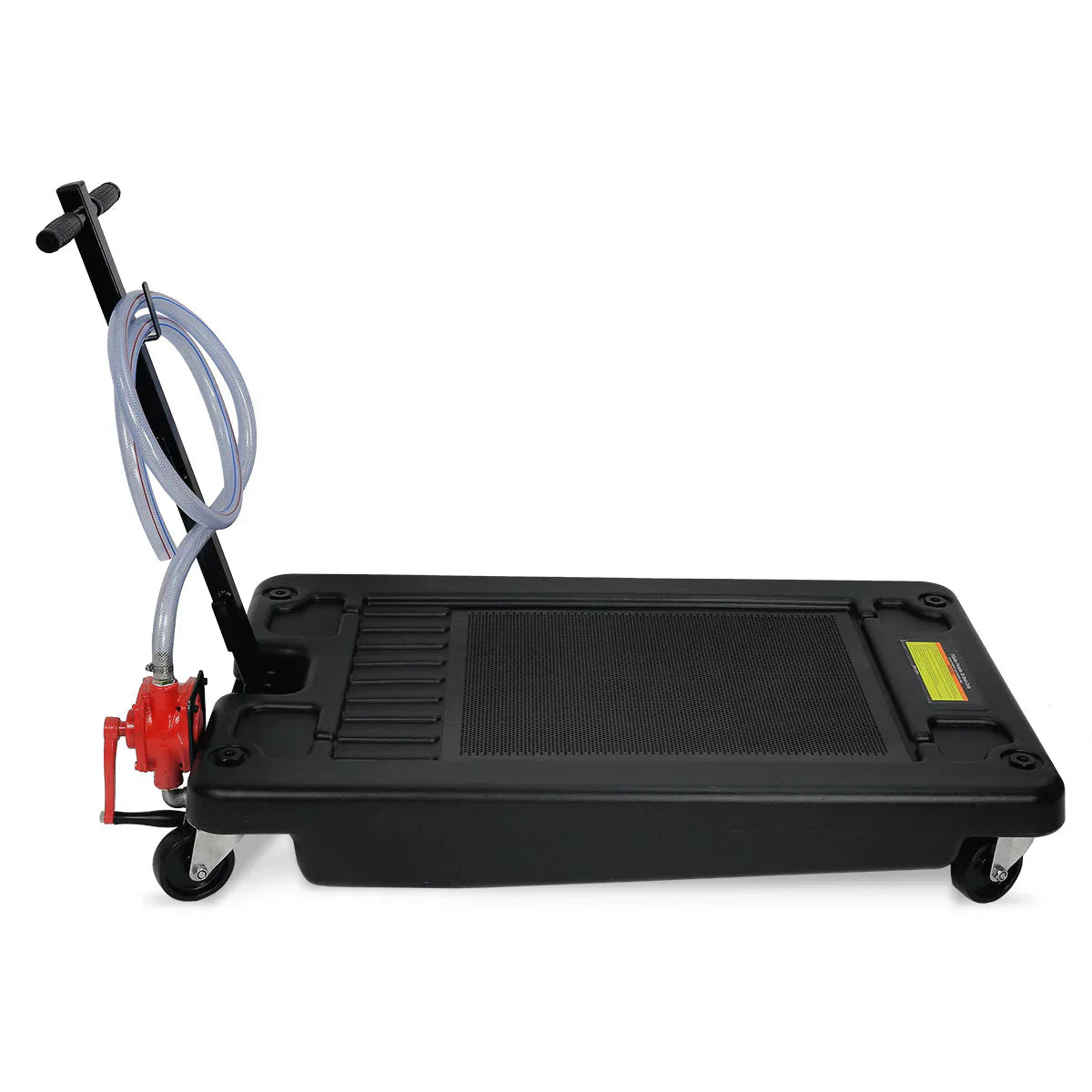 17 Gallon Low Profile Oil Drain Container With Pump Hose - Black