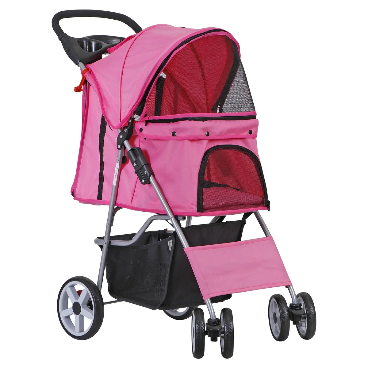ZENY 4 Wheel Foldable Pet Stroller, Pink - 30 lbs