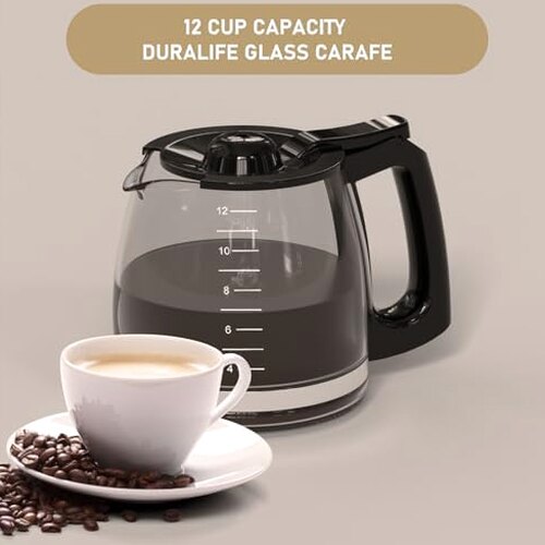12-Cup Replacement Coffee Carafe Compatible with Hamilton Beach Coffee maker Pot 49902, 49915, 49905C, CM4309, 49317, 49467, 49611, 49904, 49934, 46230, 46290, 46293, 46294, 46299