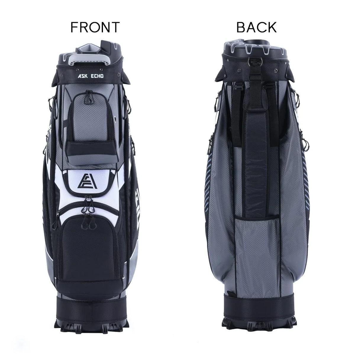 ASK ECHO Golf Cart Bag, 14-Compartment, Gray, Nylon - T-Lock