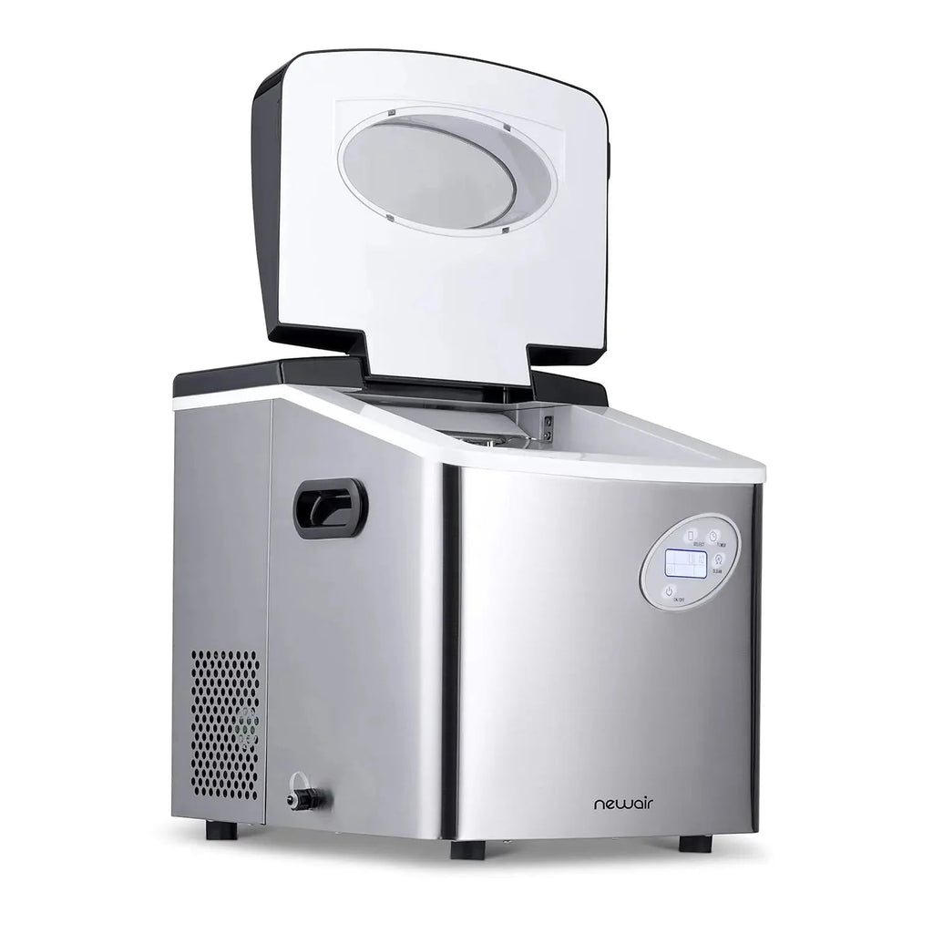 Newair Portable Countertop Ice Maker, 50 lb Daily, 12 Cubes in Under 7 Minutes, 3 Ice Sizes, Stainless Steel