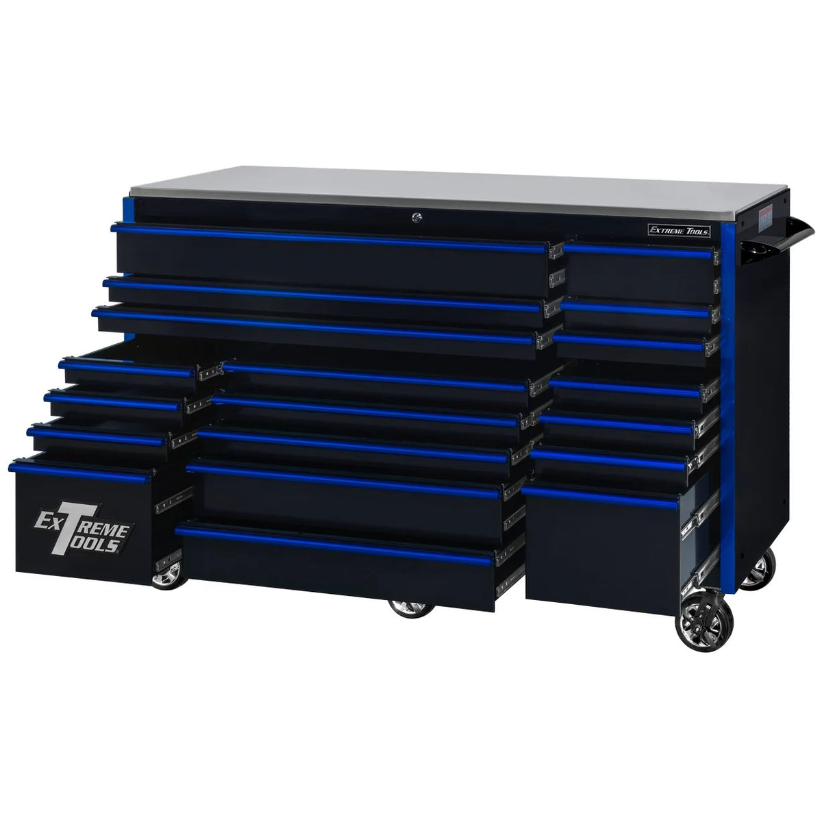 Extreme Tools 72-in x 30-in 19-Drawer Roller Cabinet With 250 lb Drawer Slides - RX723019RC-250