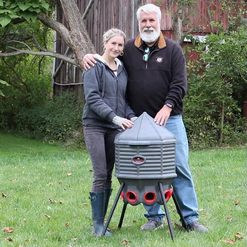 80lb Poultry Feeder, Adjustable Height, UV Stable, Weather Resistant, 8 Ports, Made in USA