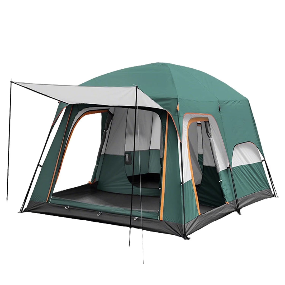 KFeng 12 Person Tents for Camping - 2Rooms 3Doors&amp;3Windows Mesh,Suitable for Outdoor/Picnic,Brown