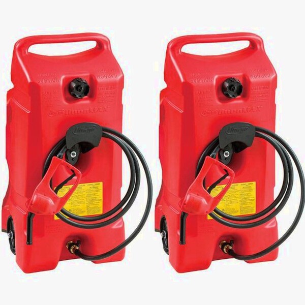 14 Gallon Portable Gas Fuel Tank with Pump, 2 Pack, Red