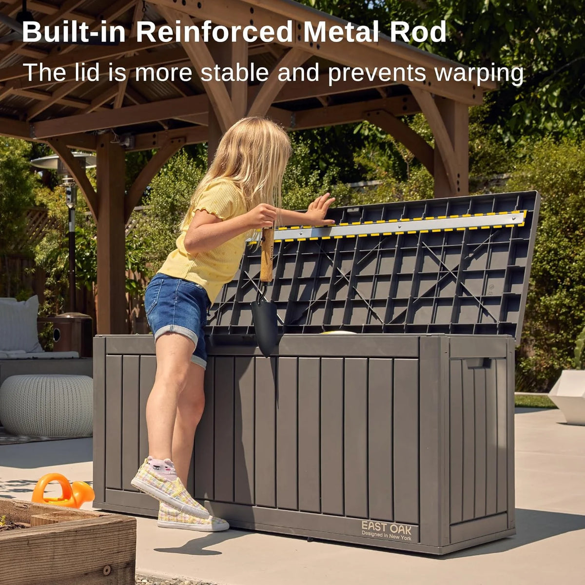 EAST OAK 230 Gallon Resin Deck Box, Grey - DB23005