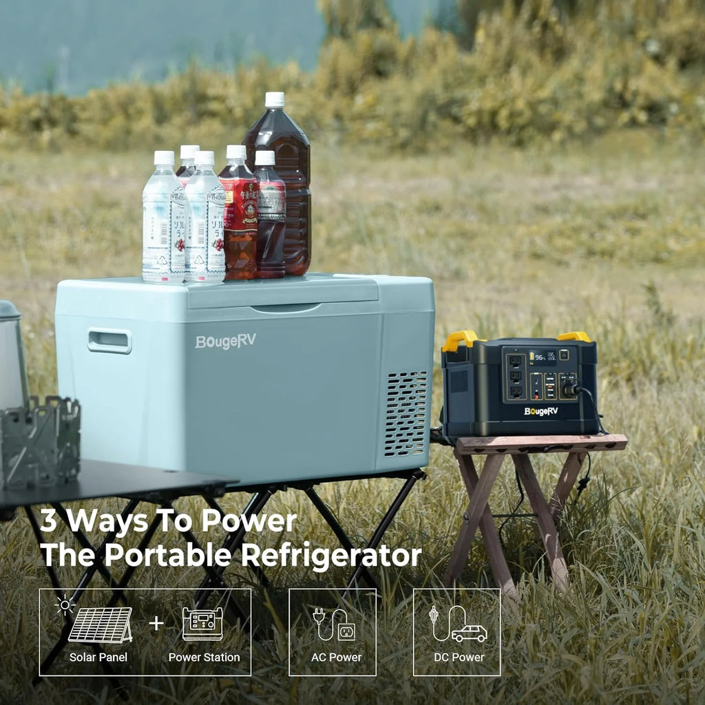 BougeRV 23 Quart Portable Car Refrigerator Freezer, Grey, 12/24V DC - CR22