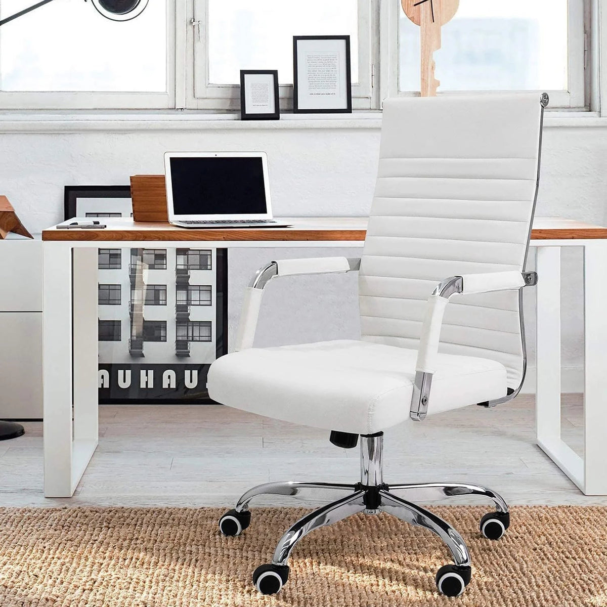 Ergonomic High-Back Office Chair With PU Leather Upholstery And 360-Degree Swivel