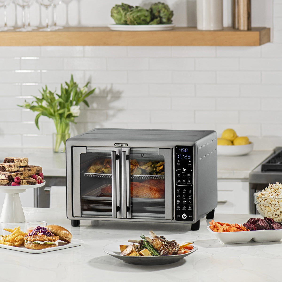 Gourmia French Door Digital Toaster Oven Air Fryer, 6-Slice, 24L, Stainless Steel - GTF2440