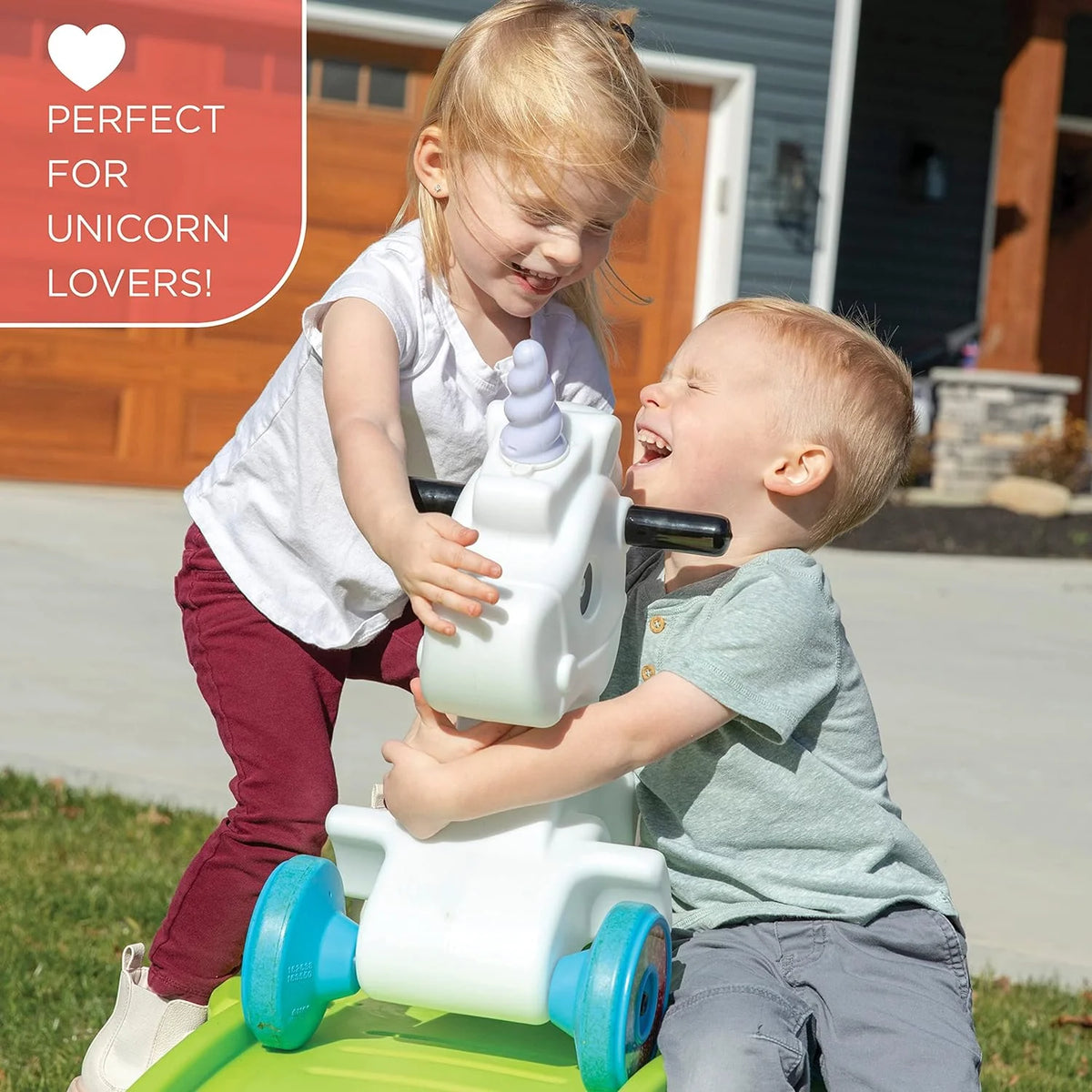 Step2 Unicorn Up & Down Roller Coaster Ride-On Toy, Multicolor, Ages 2-5 Years, 50 lb. Max Weight - 493799