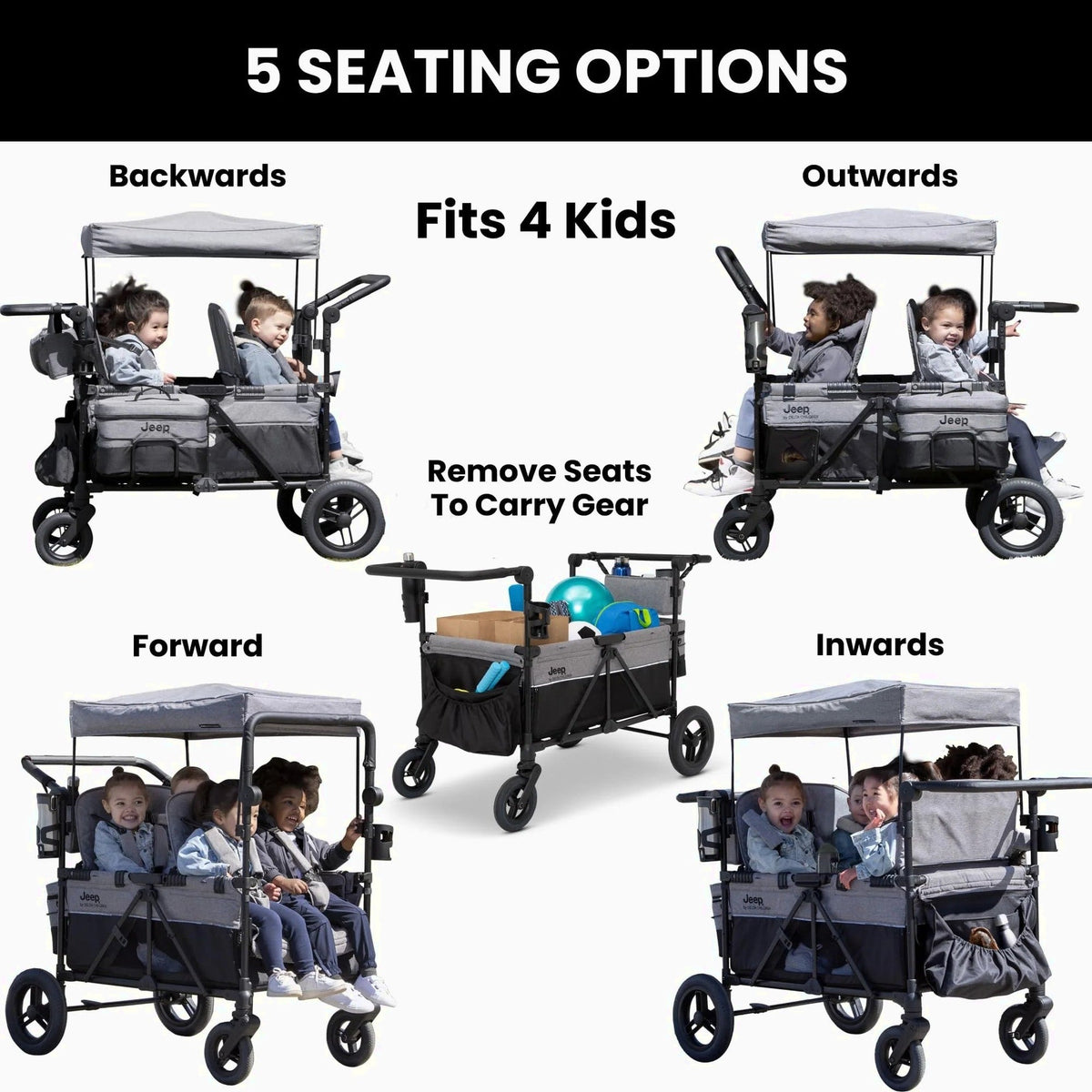 Jeep Wrangler Deluxe 4 Seater Stroller Wagon by Delta Children
