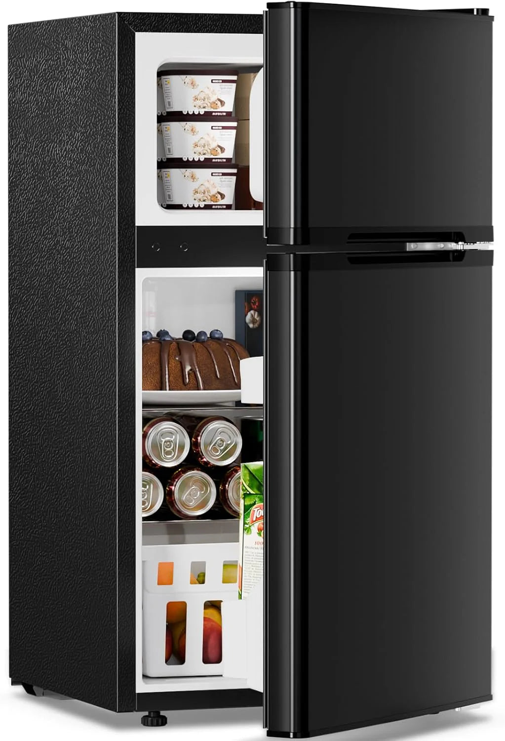 Antarctic Star Double Door Mini Refrigerator With Freezer, 3.2 Cu.Ft