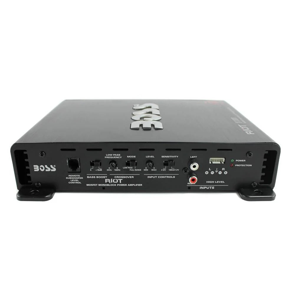 MTX Dual Loaded Car Subwoofer Enclosure 12 Inch 1200W With Boss R1100M Amplifier And Soundstorm AKS8 Kit - TNE212D