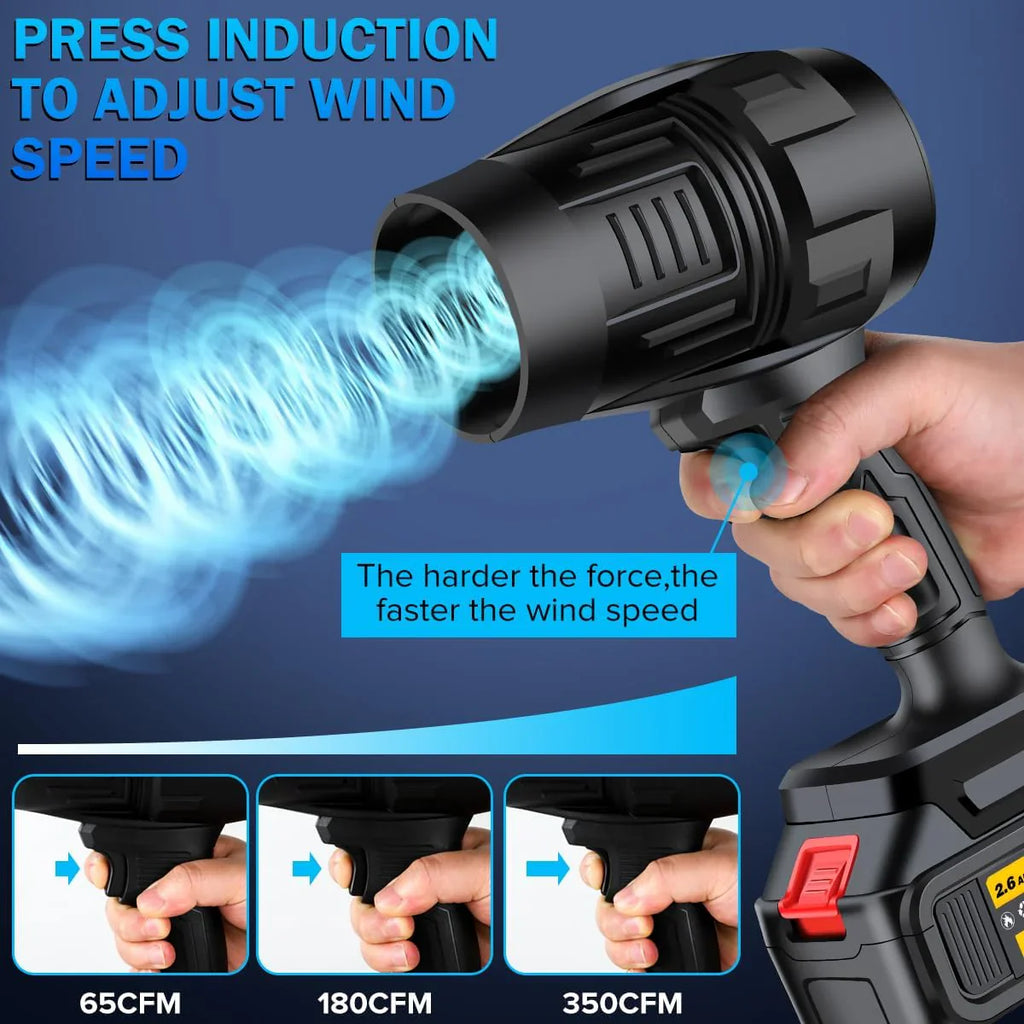 Cardmap Cordless Handheld Leaf Blower, Black, 2 x 2.6Ah Batteries And Charger