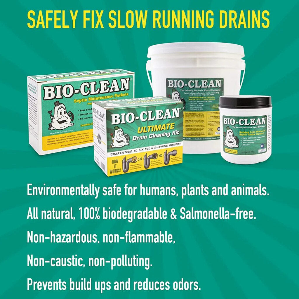Bio-Clean natural drain cleaner, suitable for septic tanks and grease traps, environmentally friendly